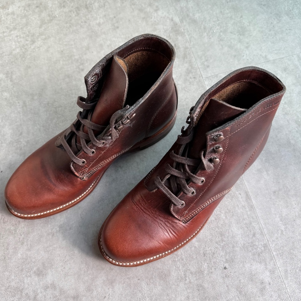 Wolverine Plain-Toe 1000 mile boot, men's 8D, rust Chromexcel